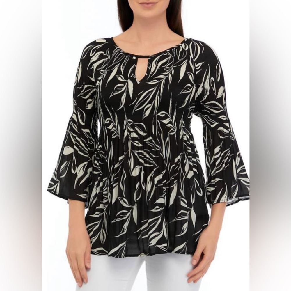 Spense women’s size XL scoopneck blouse with rushing top and sleeves NWT